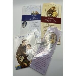St. Anthony Religious Necklaces, Bookmarks Lot Of 4 Franciscan Friars New
